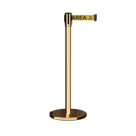 MONTOUR LINE Retractable Belt Rolling Stanchion, 2ft Pol.Brass Post  7.5ft Area ME530-PB-ESDPRYB-75